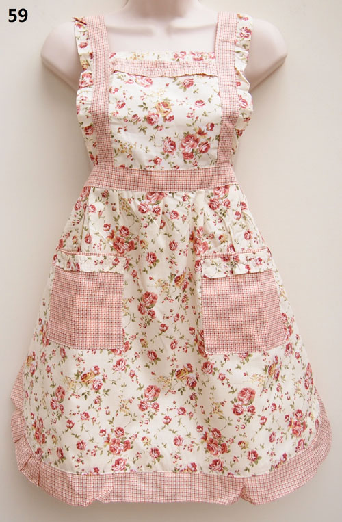 59 Pink Gingham Roses Apron