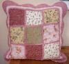 18" x 18" Red Floral Patchwork Cushion Cover