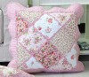 18"x18" Pink Floral Patchwork Cushion Cover