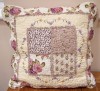 18"x18" Fuchsia Embroidered Patchwork Cushion Cover