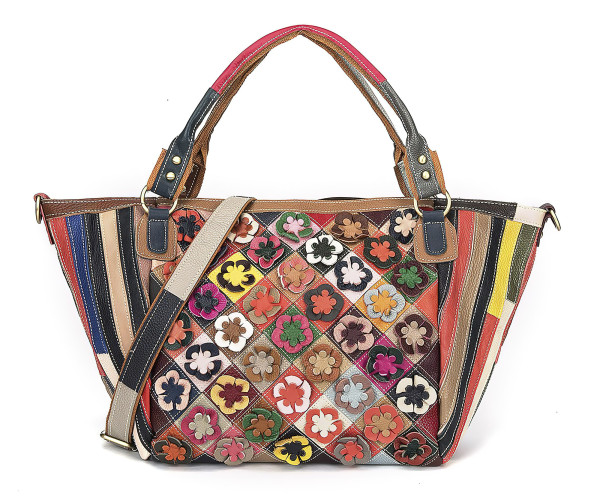 Floral Patchwork Multicolour Leather Bag