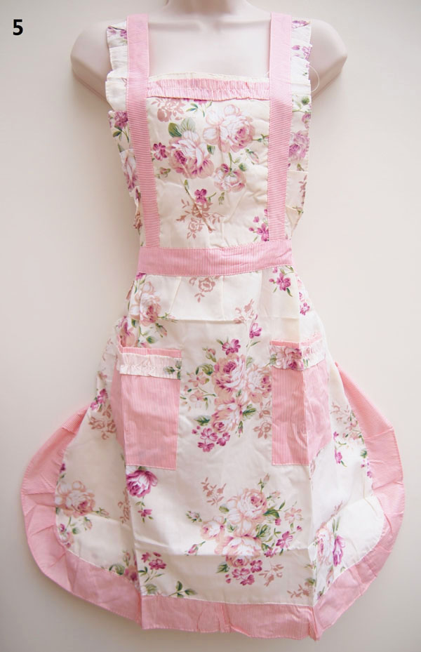 5 Rosy Stripe English Country Style Apron