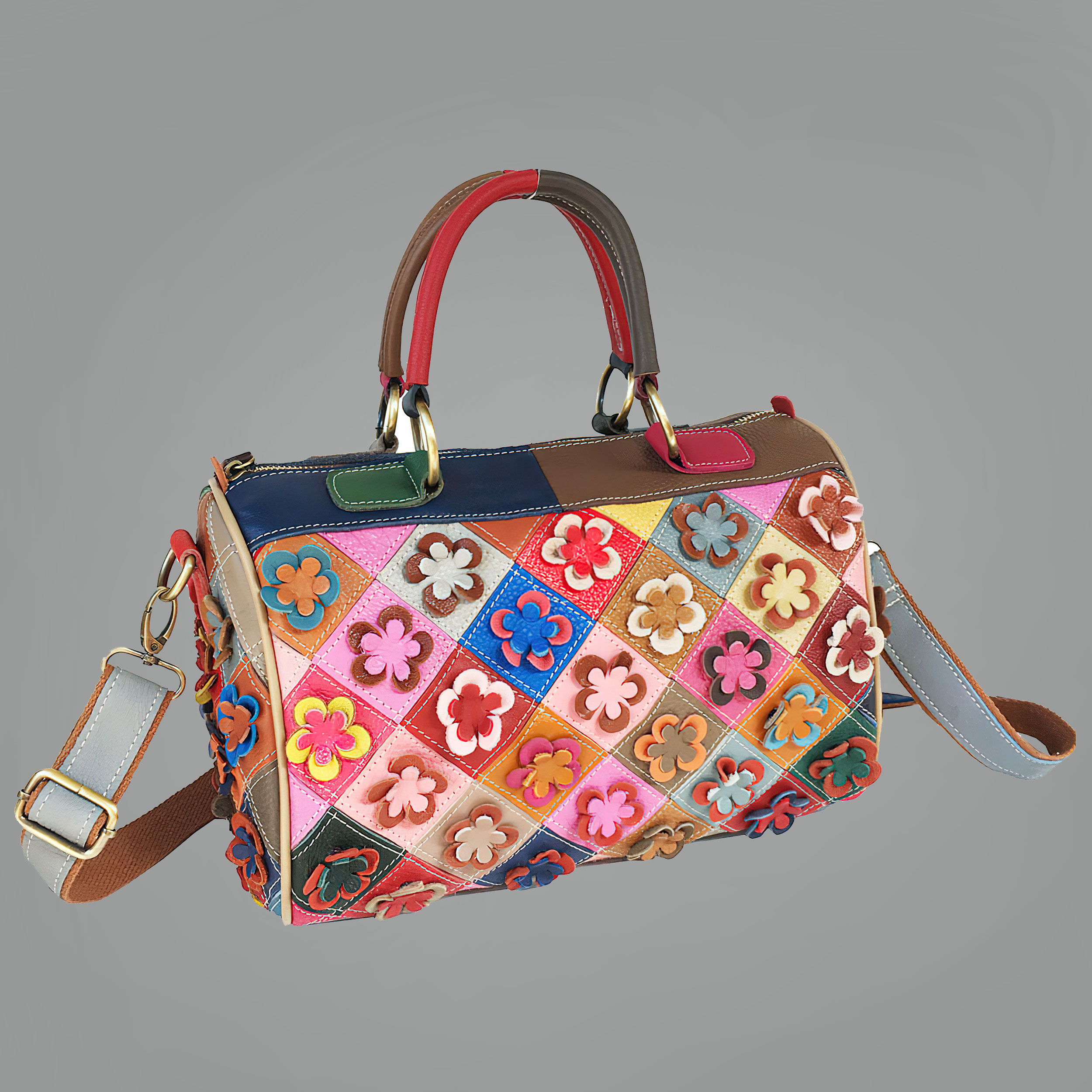 Handmade Flower Patchwork Leather bag
