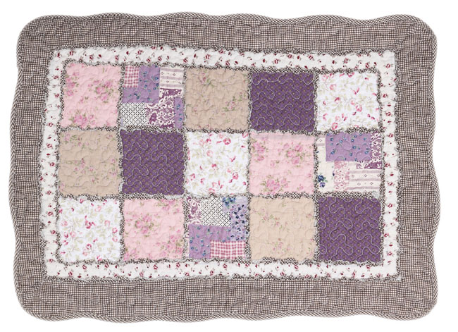 Brown Purple Floral Patchwork Non-Slip Quilted Cotton Mat