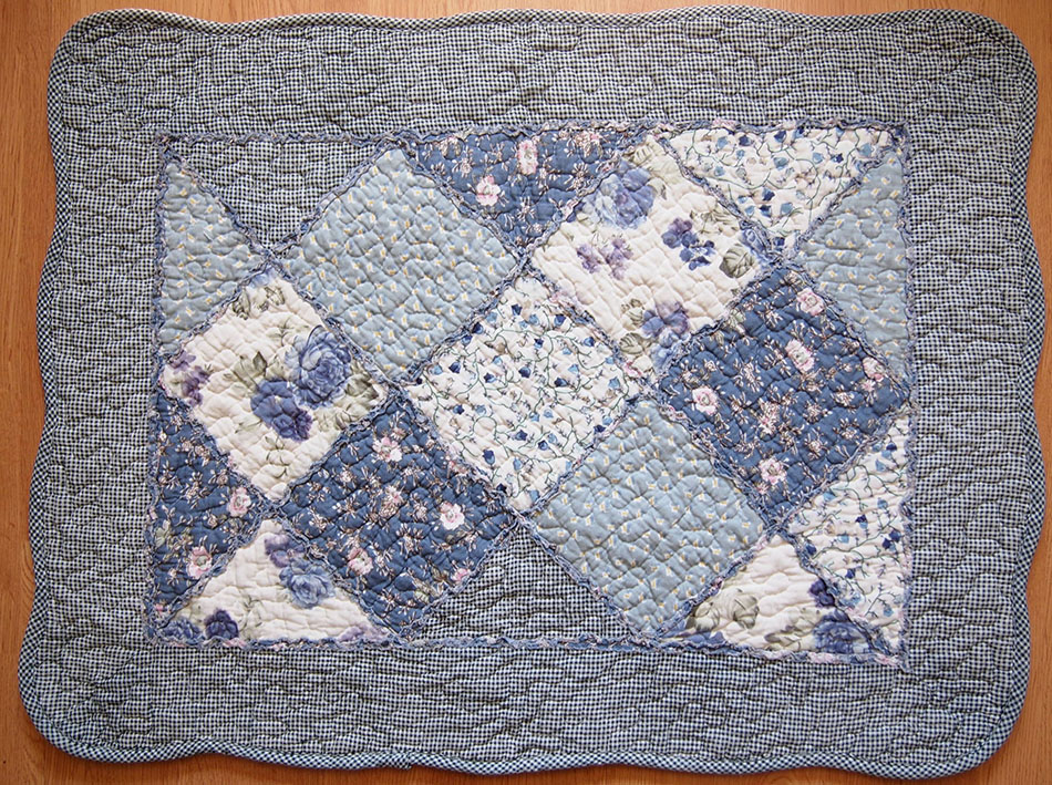 Blue Roses Patchwork Non-Slip Quilted Cotton Mat