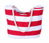 Red White Stripe Rope Handles Beach Tote Bag