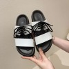 White Black Strappy Flat Sandals