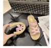 Cross Strappy Flat Sandals - Pink