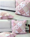18"x18" Pink Floral Patchwork Cushion Cover