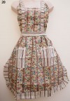20 Brown Striped Pink Blue Rose Apron