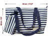 Navy Blue White Stripe Canvas Tote Bag with Matching Purse