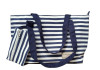 Navy Blue White Stripe Canvas Tote Bag with Matching Purse