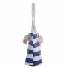 Navy Blue White Stripe Rope Tassel Handles Tote Bag