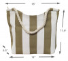 Khaki Stripe  Rope Handles Beach Tote Bag (v)