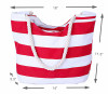 Red White Stripe Rope Handles Beach Tote Bag