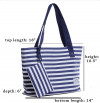 Navy Blue White Stripe Canvas Tote Bag with Matching Purse