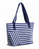 Navy Blue White Stripe Canvas Tote Bag with Matching Purse