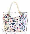 Anchor Seaside Theme Rope Handles Beach Tote Bag