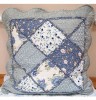 18"x18" Blue Floral Gingham Patchwork Cushion Cover