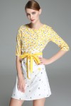 Yellow Floral A Line Dress with Belt