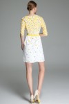 Yellow Floral A Line Dress with Belt