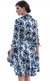 Navy Blue Floral Pattern Wrap Dress