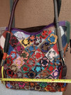 Handmade Flower Patchwork Leather Handbag with Tassels