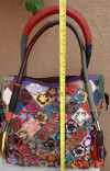 Handmade Flower Patchwork Leather Handbag with Tassels