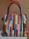 Handmade Flower Patchwork Leather Handbag with Tassels