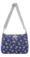Reversible Oilcloth Zip Messenger Grey spot Navy jeans