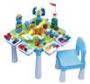 Kid's Multi-Activity Table Chair Set with 220 Pieces Brick Compatible with Lego Duplo