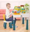 Multi-Activity Height Adjustable Table with 2 Chair 4 storage boxes, Compatible With Large Building Blocks
