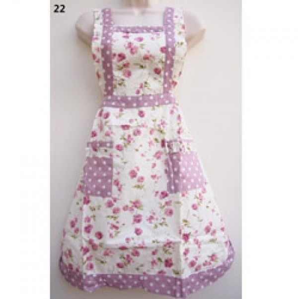 22 Lilac Polka Dot Rose Country Style Apron