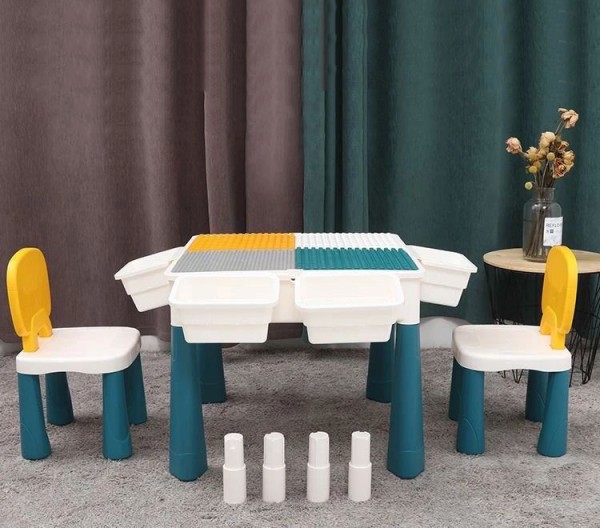 Height-adjustable Multipurpose Children Activity Table with 2 chairs